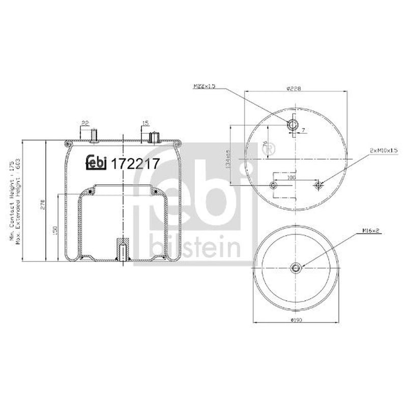 Febi Air Suspension Bellow 191mm Rear 172217