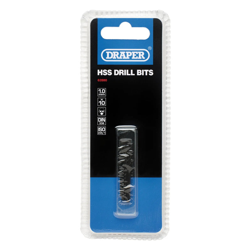 Draper HSS Twist Drill Bits 1.0mm x 35mm Pack of 10