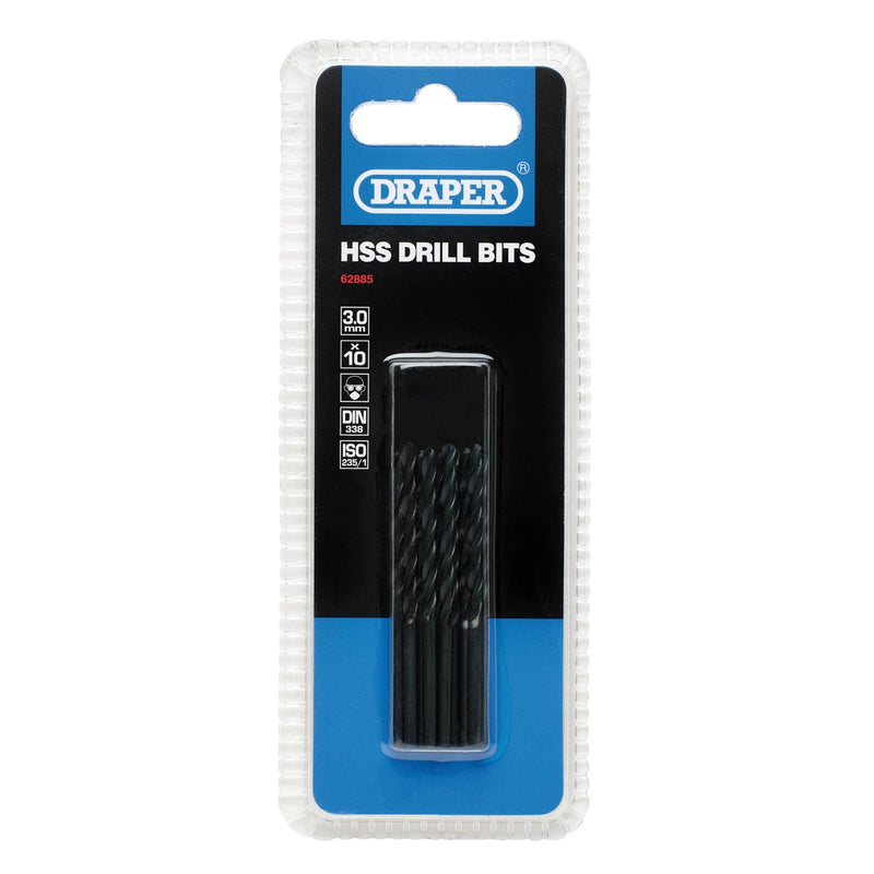 Draper HSS Twist Drill Bits 3.0mm x 60mm Pack of 10