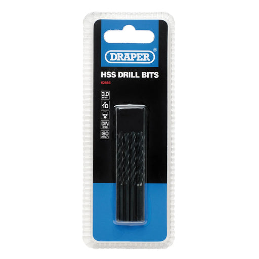 Draper HSS Twist Drill Bits 3.0mm x 60mm Pack of 10