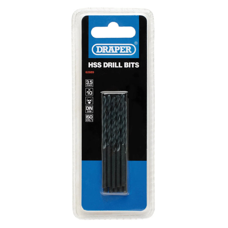 Draper HSS Twist Drill Bits 3.5mm x 70mm Pack of 10