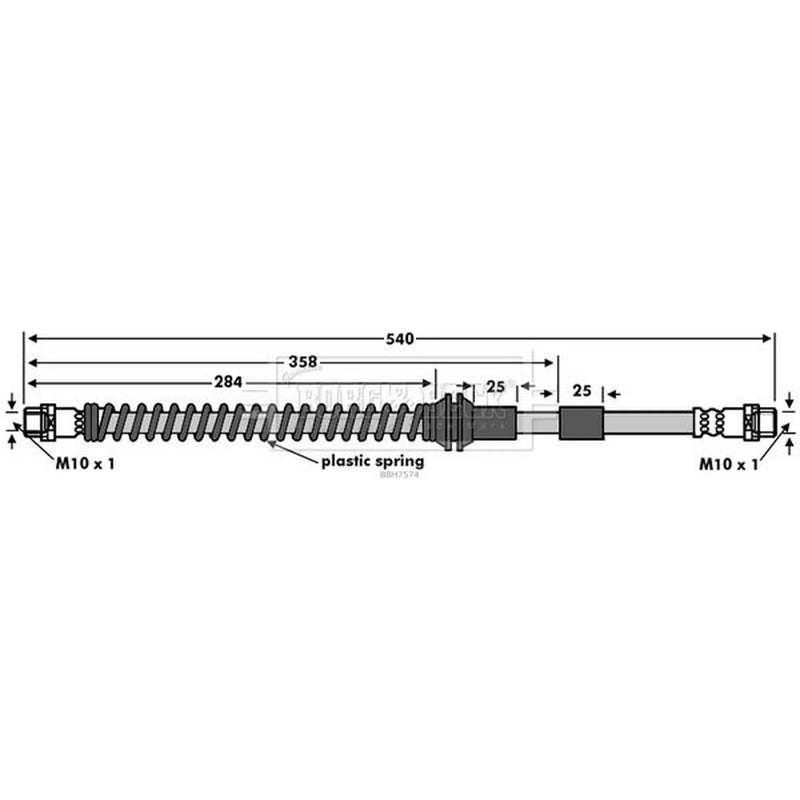 Borg & Beck Brake Hydraulic Hose Line Front Left BBH7574