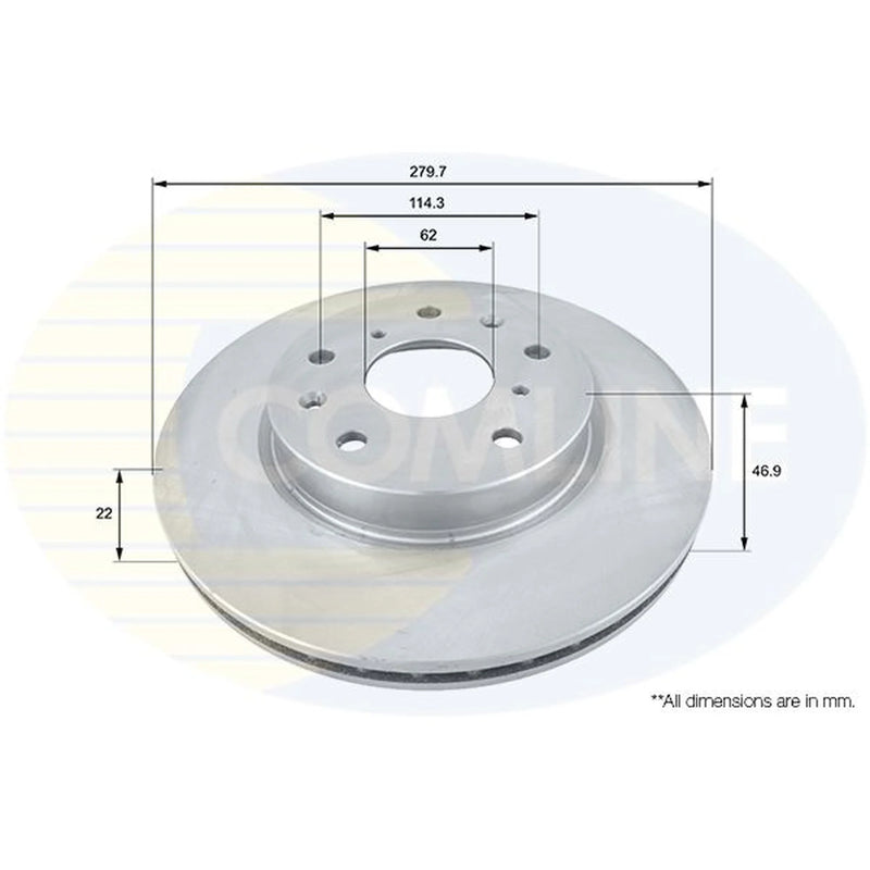 Comline 2 x Internally Vented Front Brake Discs ADC1830V