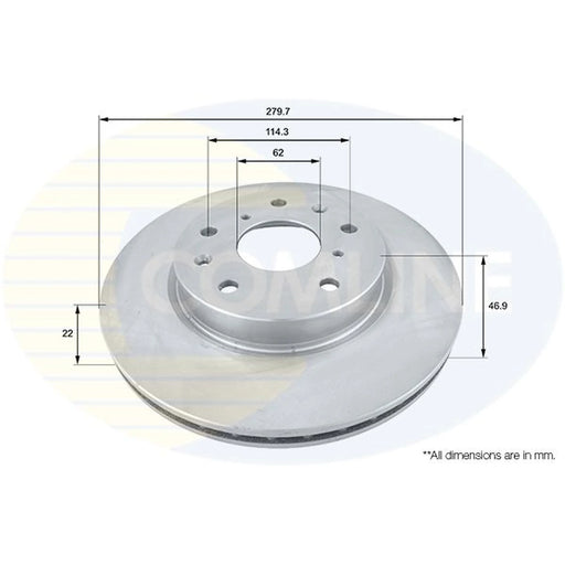 Comline 2 x Internally Vented Front Brake Discs ADC1830V