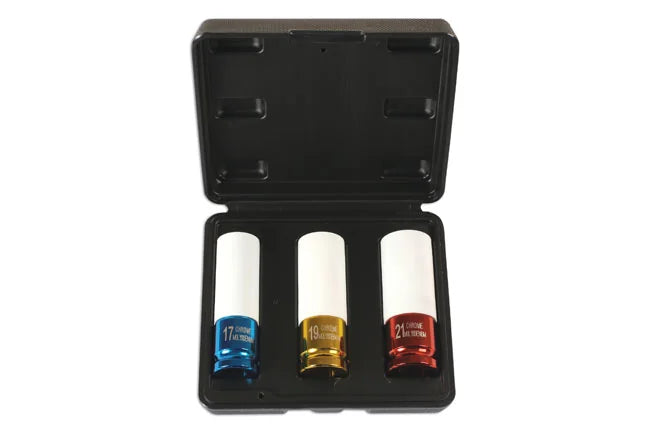 Laser Tools Alloy Wheel Nut Sockets 1/2"D 3pc - PL