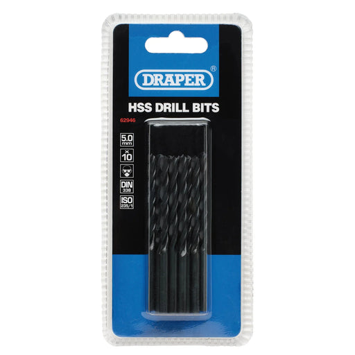 Draper HSS Twist Drill Bits 5.0 x 85mm Pack of 10