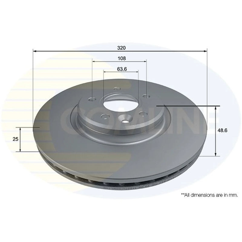 Comline 2 x Internally Vented Front Brake Discs ADC2844V