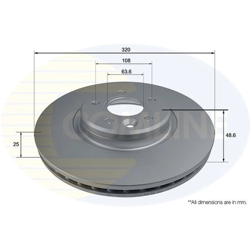 Comline 2 x Internally Vented Front Brake Discs ADC2844V