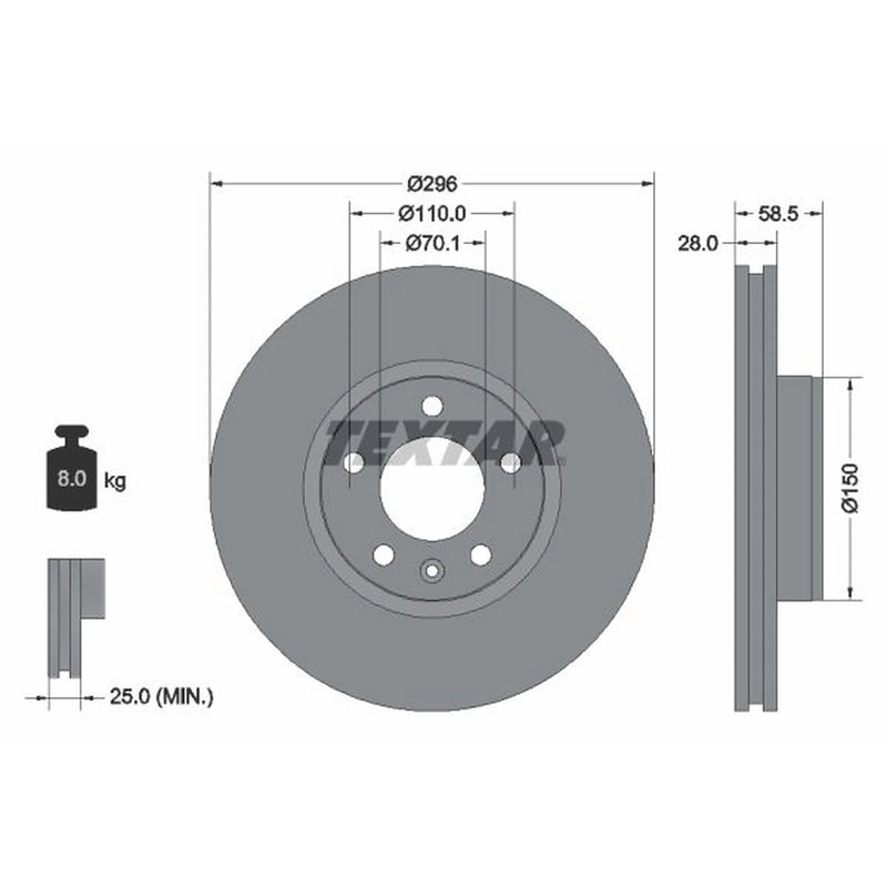 Textar 2 x Front Brake Discs 92057700