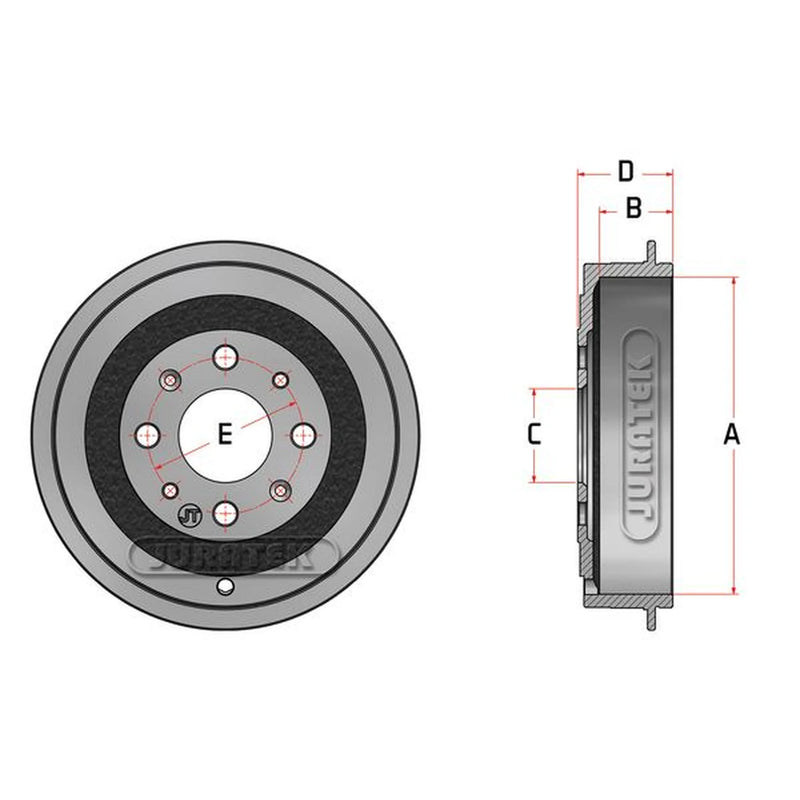 Juratek Brake Drum Assembly Rear JDR025