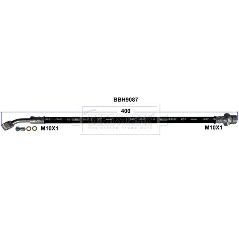 Borg & Beck Brake Hydraulic Hose Line Rear Left BBH9087