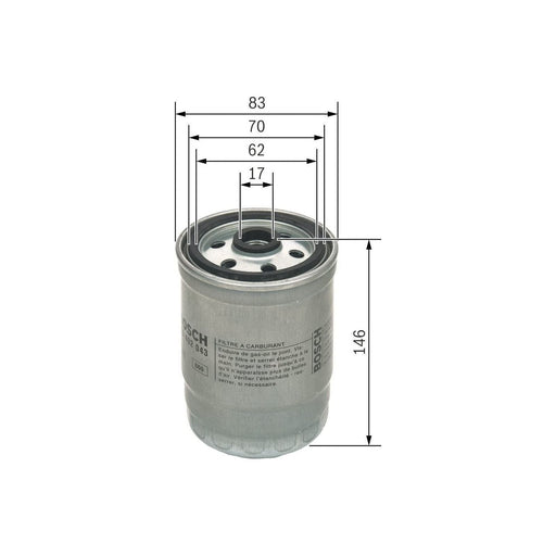 Genuine Bosch Car Fuel Filter N2043 Fits Saab 9-3 Tid - 1.9 - 04-15 F026402043 Bosch  - Town Parts