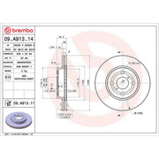Brembo 2 x Internally Vented Front Brake Discs 09.A913.11