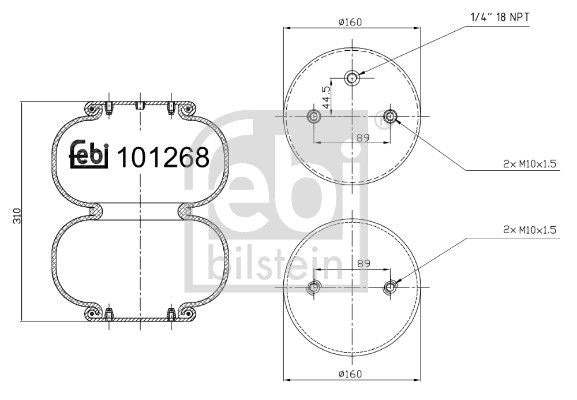 Febi Air Suspension Bellow 160mm Rear fits Mercedes-Benz Atego 1998-2004