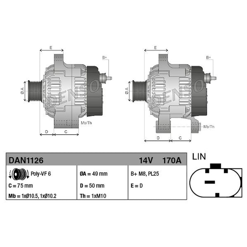 Denso Car Alternator 12V DAN1126