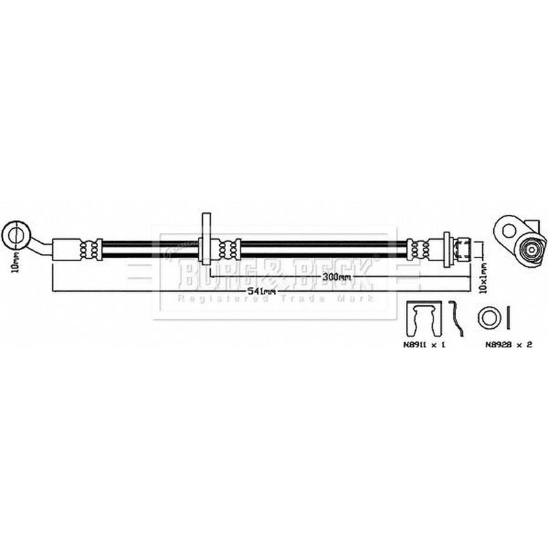 Borg & Beck Brake Hydraulic Hose Line Front Right BBH8157