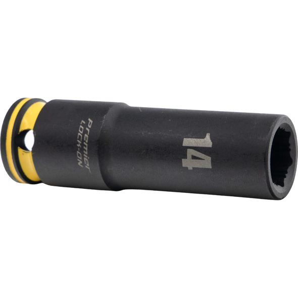 Sealey 1/2"Dr Lock-On Deep Impact Socket 14mm (Yellow Coded Ring)