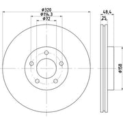 Textar 2 x Internally Vented Front Brake Discs 92223503