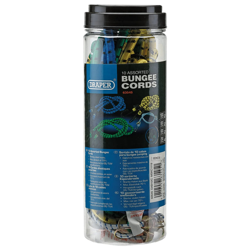 Draper Bungee Cords Pack of 10 - 667g Elastic Straps