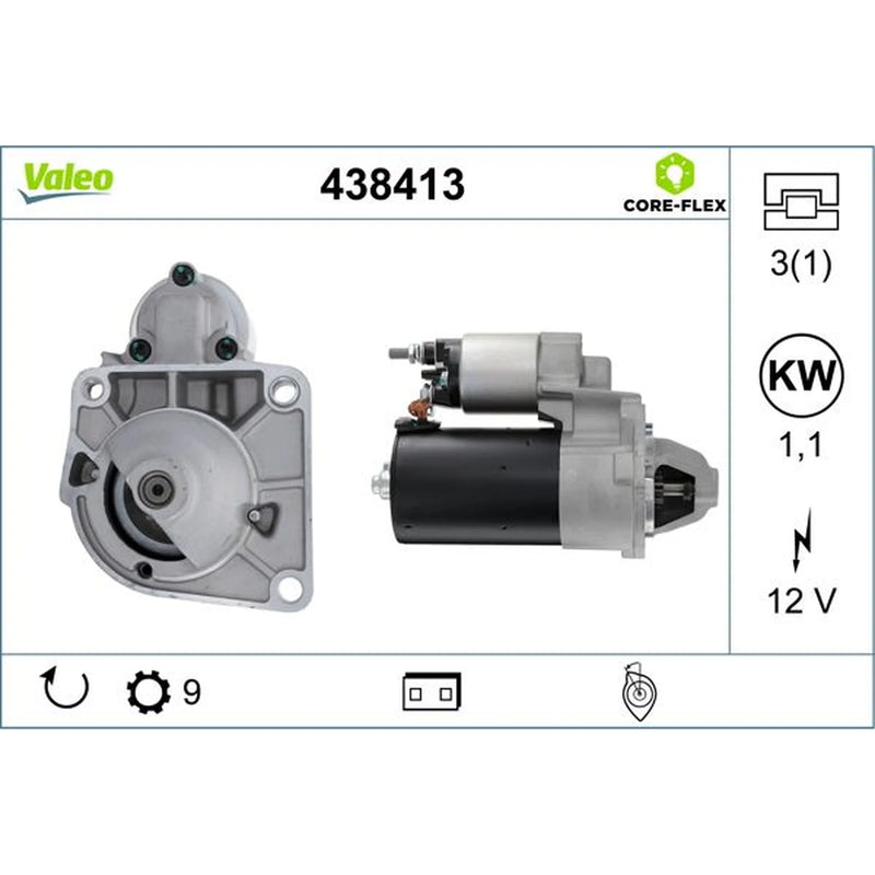 Valeo Starter Motor 12V 1.1kW 9 Teeth 438413