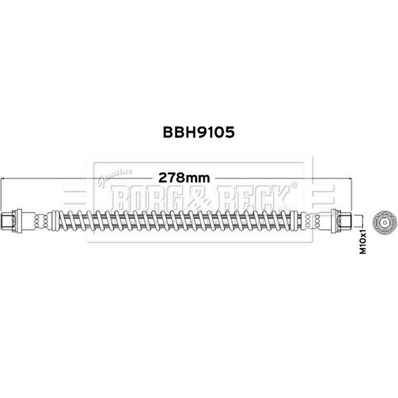 Borg & Beck Brake Hydraulic Hose Line Rear Left BBH9105