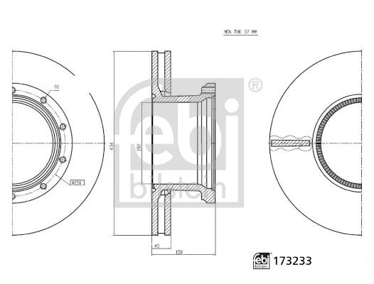 Febi 2 x Brake Disc Set Vented Rear