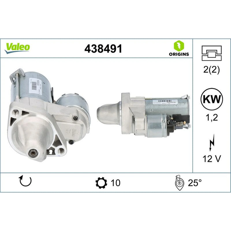 Valeo Starter Motor 12V 1.2kW 10 Teeth 438491