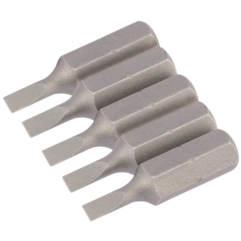 Draper Plain Slot Insert Bit, 1/4" Hex, 25mm Long (Pack of 5)