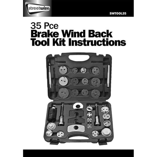 Brake Caliper Piston Rewind Wind Back Tool Kit Set 35 Pcs Carbon Steel TOOL35 Streetwize  - Town Parts