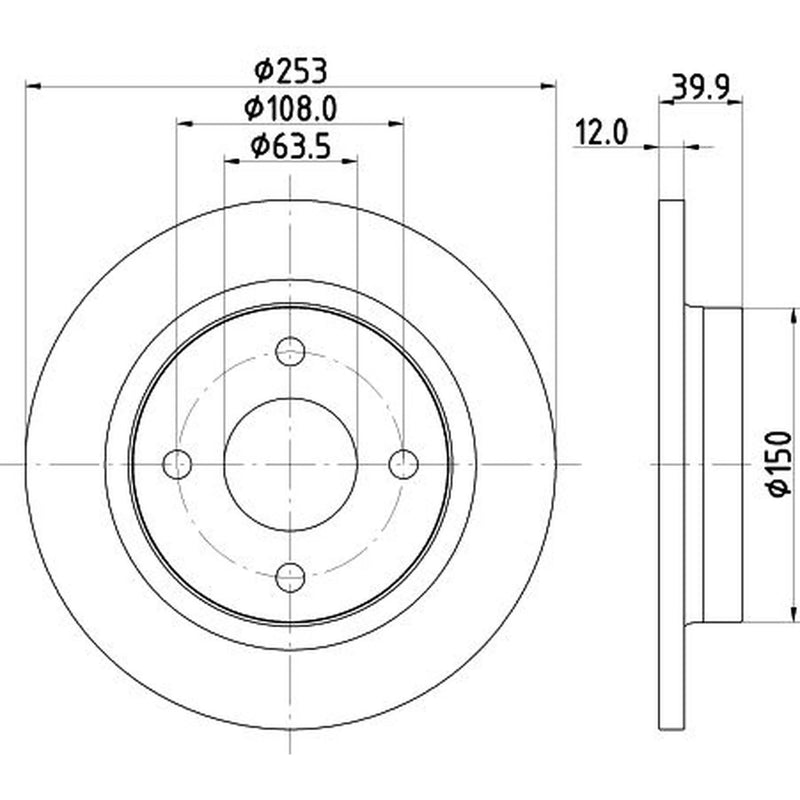 Mintex 2 x Solid Rear Brake Discs MDC2812C