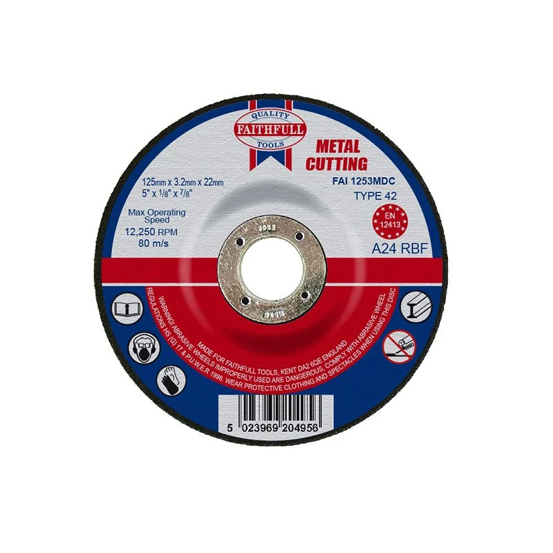 Faithfull Depressed Centre Metal Cutting Disc 125 x 3.2 x 22.23mm - FAI1253MDC