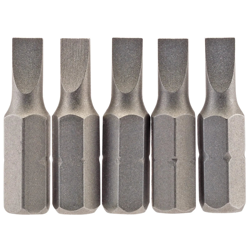 Draper Plain Slot Insert Bit, 1/4" Hex, 25mm Long (Pack of 5)
