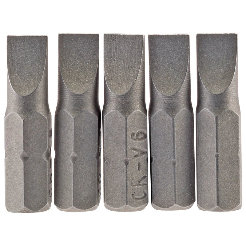 Draper Plain Slot Insert Bit, 1/4" Hex, 25mm Long (Pack of 5)