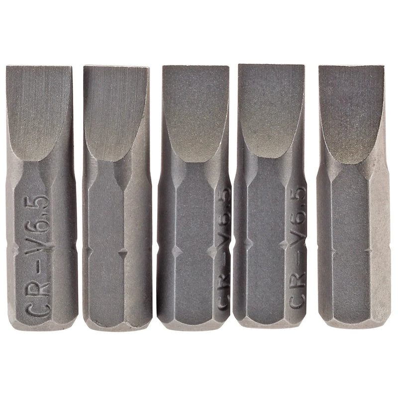 Draper Plain Slot Insert Bit, 1/4" Hex, 25mm Long (Pack of 5)