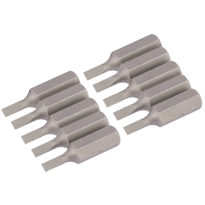 Draper Plain Slot Insert Bit, 1/4" Hex, 25mm Long (Pack of 10)