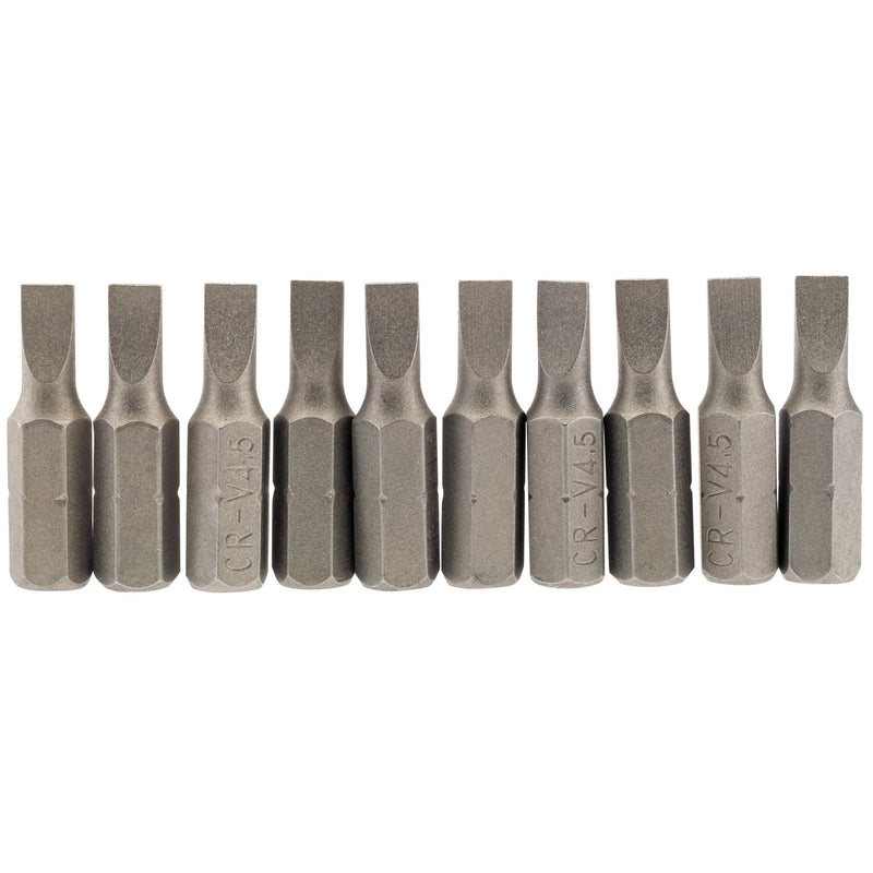 Draper Plain Slot Insert Bit, 1/4" Hex, 25mm Long (Pack of 10)