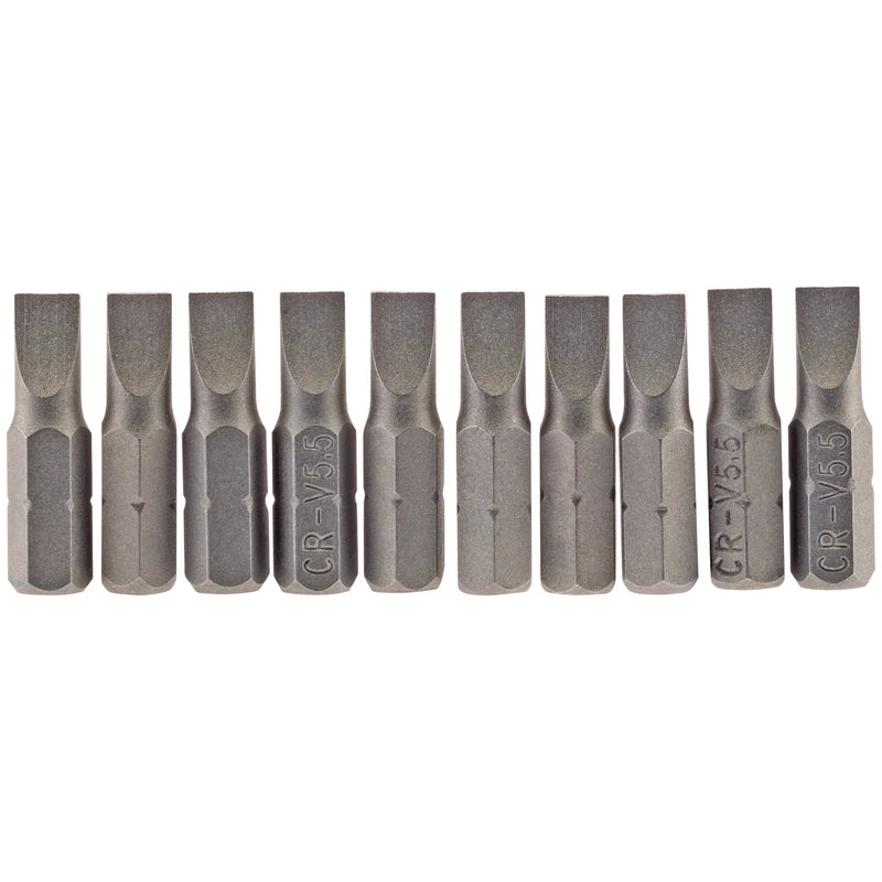 Draper Plain Slot Insert Bit, 1/4" Hex, 25mm Long (Pack of 10)