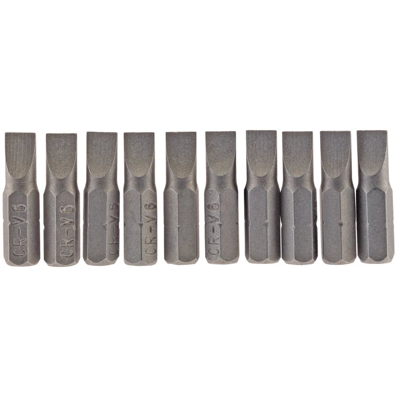 Draper Plain Slot Insert Bit, 1/4" Hex, 25mm Long (Pack of 10)
