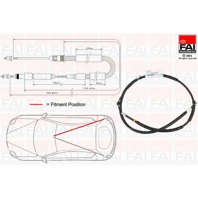 FAI Handbrake Cable Right Rear FBC0017