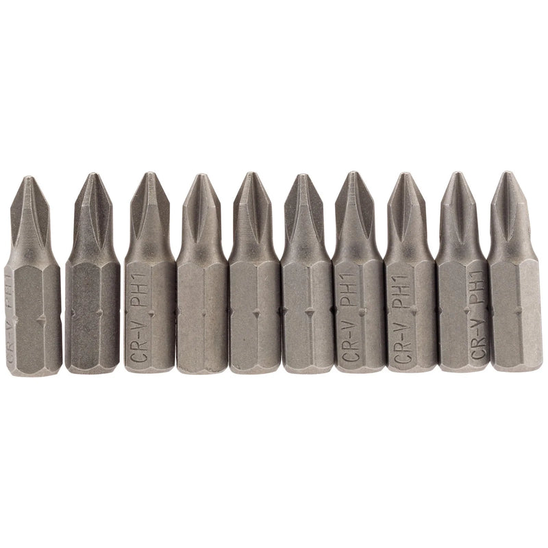 Draper Cross Slot Insert Bit, 1/4" Hex, Long, Pack of 10