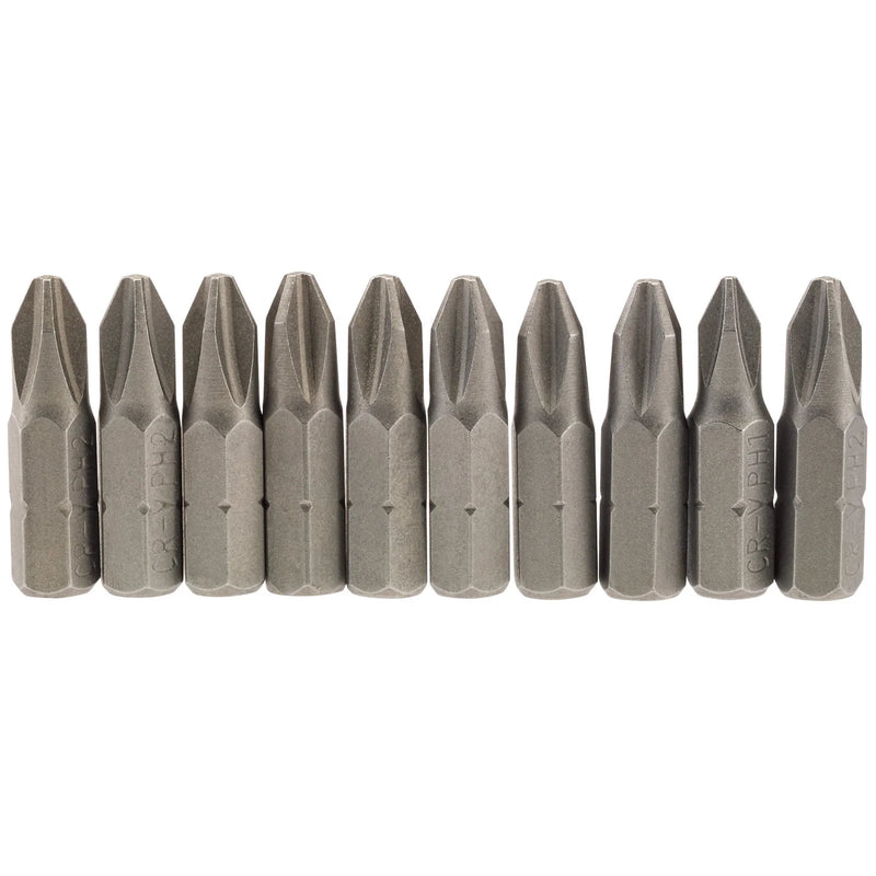 Draper Cross Slot Insert Bit, 1/4" Hex, Long, Pack of 10