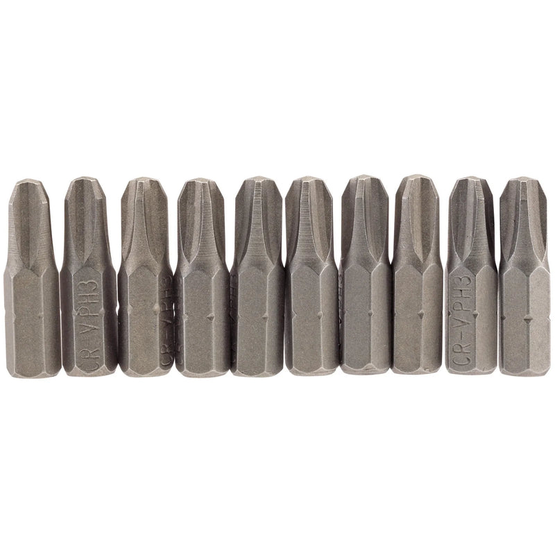 Draper Cross Slot Insert Bit, 1/4" Hex, Long, Pack of 10