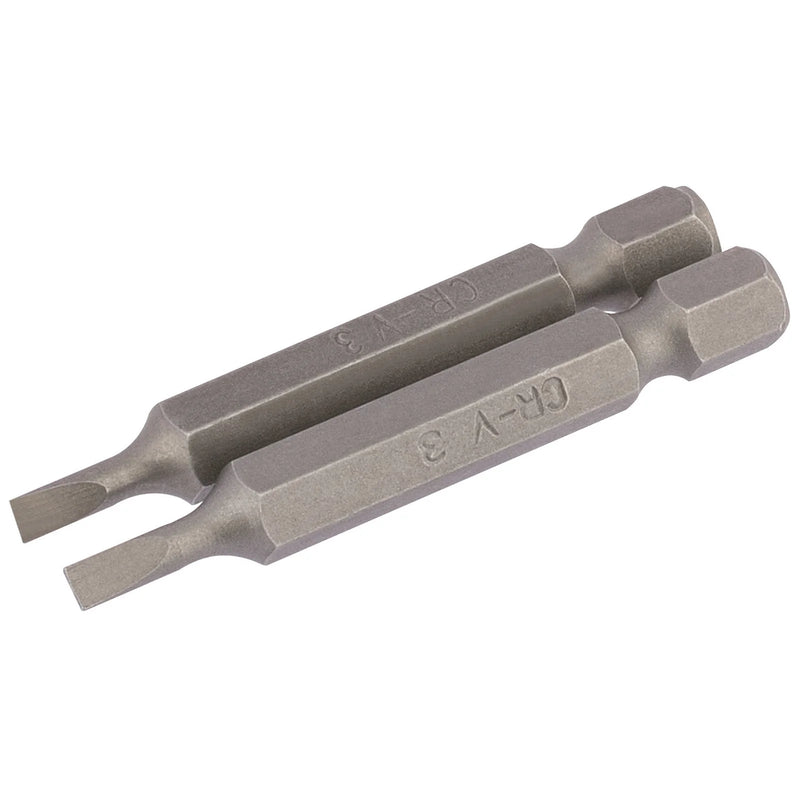 Draper Plain Slot Insert Bit, 1/4" Hex, 50mm Long - Pack of 2