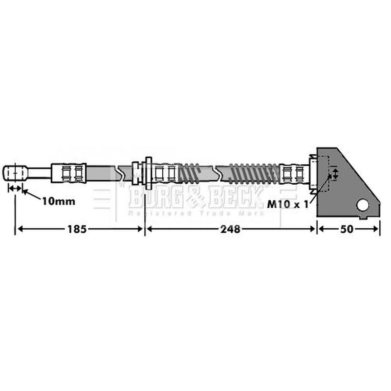Borg & Beck Brake Hydraulic Hose Line Front Left BBH7462