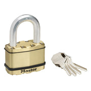 Master Lock Excell™ Brass Finish 64mm Padlock 5-Pin - 38mm Shackle - M15BEURDLF