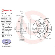 Brembo 2 x Slotted Front Brake Discs 09.7011.75