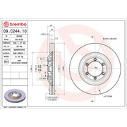 Brembo 2 x Internally Vented Front Brake Discs 09.C244.10