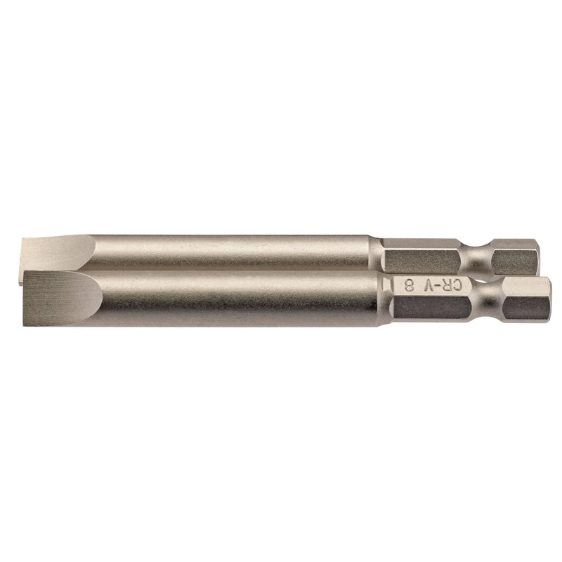 Draper Plain Slot Insert Bit - 1/4" Hex, 75mm Length (Pack of 2)