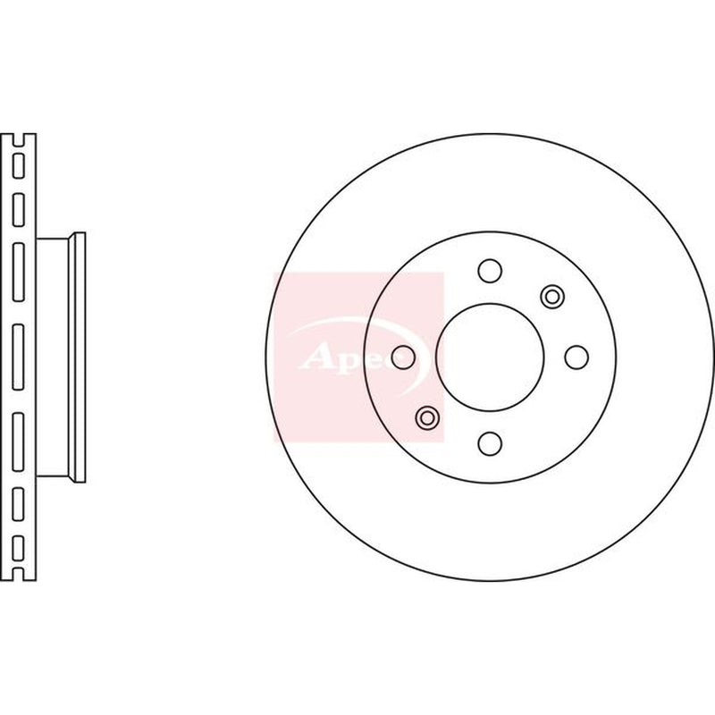 Apec 2 x Vented Front Brake Discs DSK2412