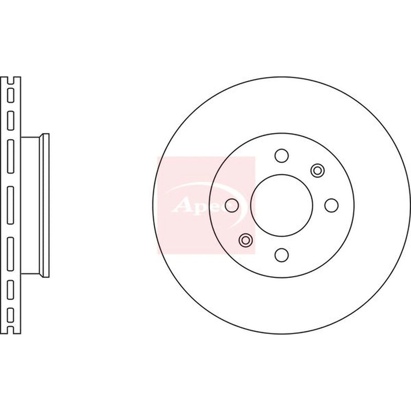 Apec 2 x Vented Front Brake Discs DSK2412